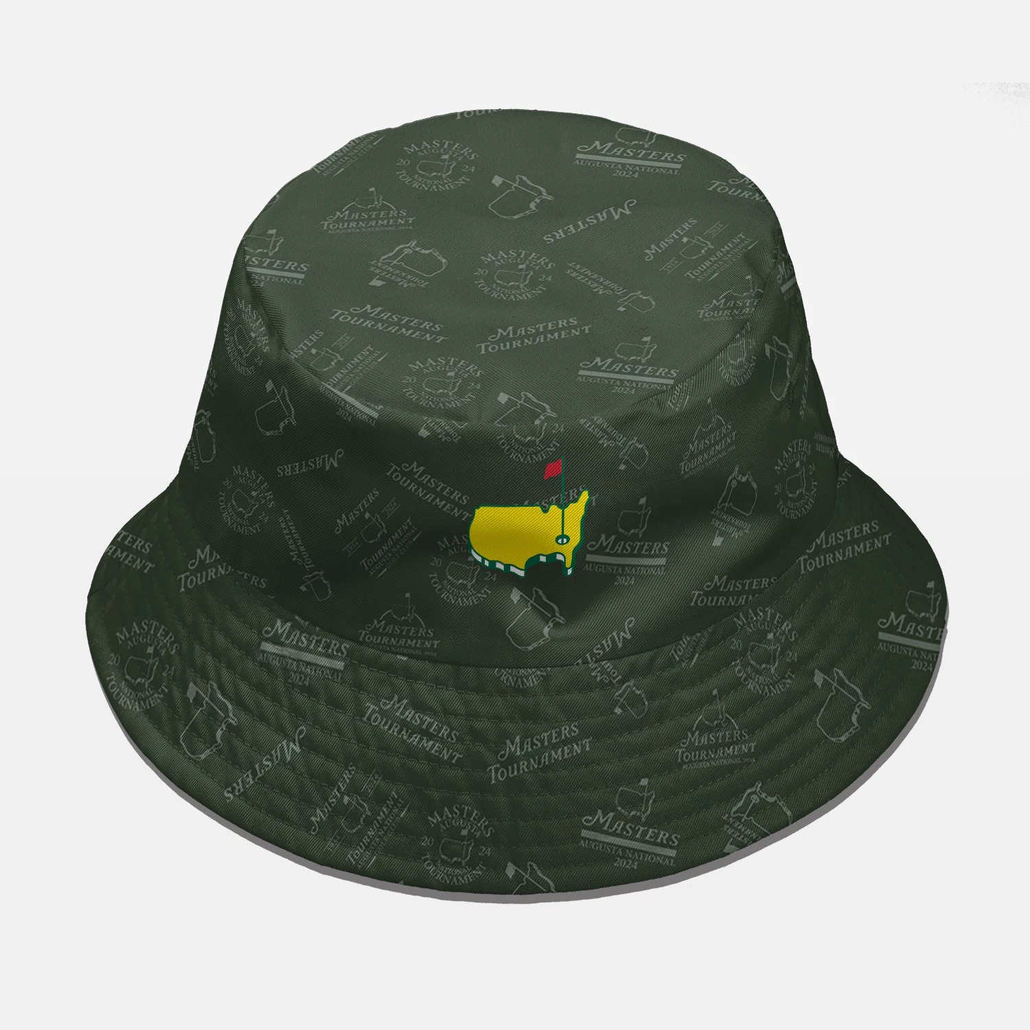 Golf Pattern Masters Tournament Ping Dark Green Pattern  Reversible Bucket Hat