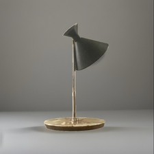 Lampe vintage minimaliste Mid Century moderniste réflecteur diabolo acier marbre