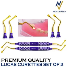 Margalla® Lucas Curette Dental/Surgical Bone Curettes Serrated Set of 2-PCS