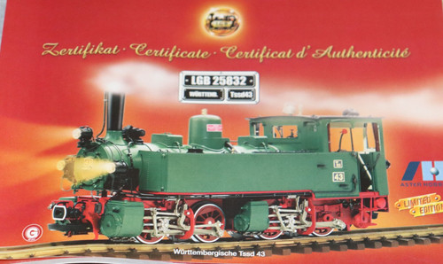 LGB Lehmann Aster 25832 Modelleisenbahn Württemb. Tssd BR 99.63 Dampflok | Condition: Gebraucht