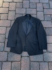 John Weitz Black 100 Wool One Button Tuxedo Jacket Short 42S