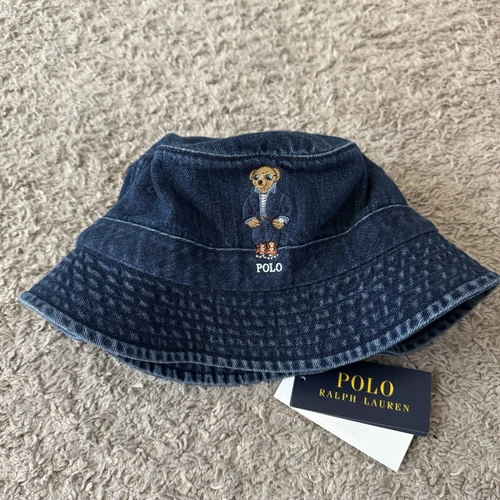 NWT Men’s Polo Ralph Lauren Preppy Polo Bear Denim Bucket Hat (Large/XL)