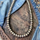 17" NAVAJO Pearl Desert 7mm Southwest Native Bench Beads Silver Western Necklace — photo 4