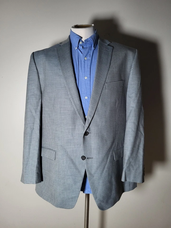 Jaqueta blazer tweed Ralph Lauren 46L marrom azul branco xadrez lã seda 4 estações - Imagem 3 de 4