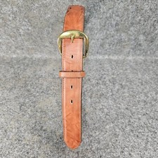 1994 Tony Lama Mens Cognac Brown Leather Western Belt Brass Buckle, 36, USA Made
