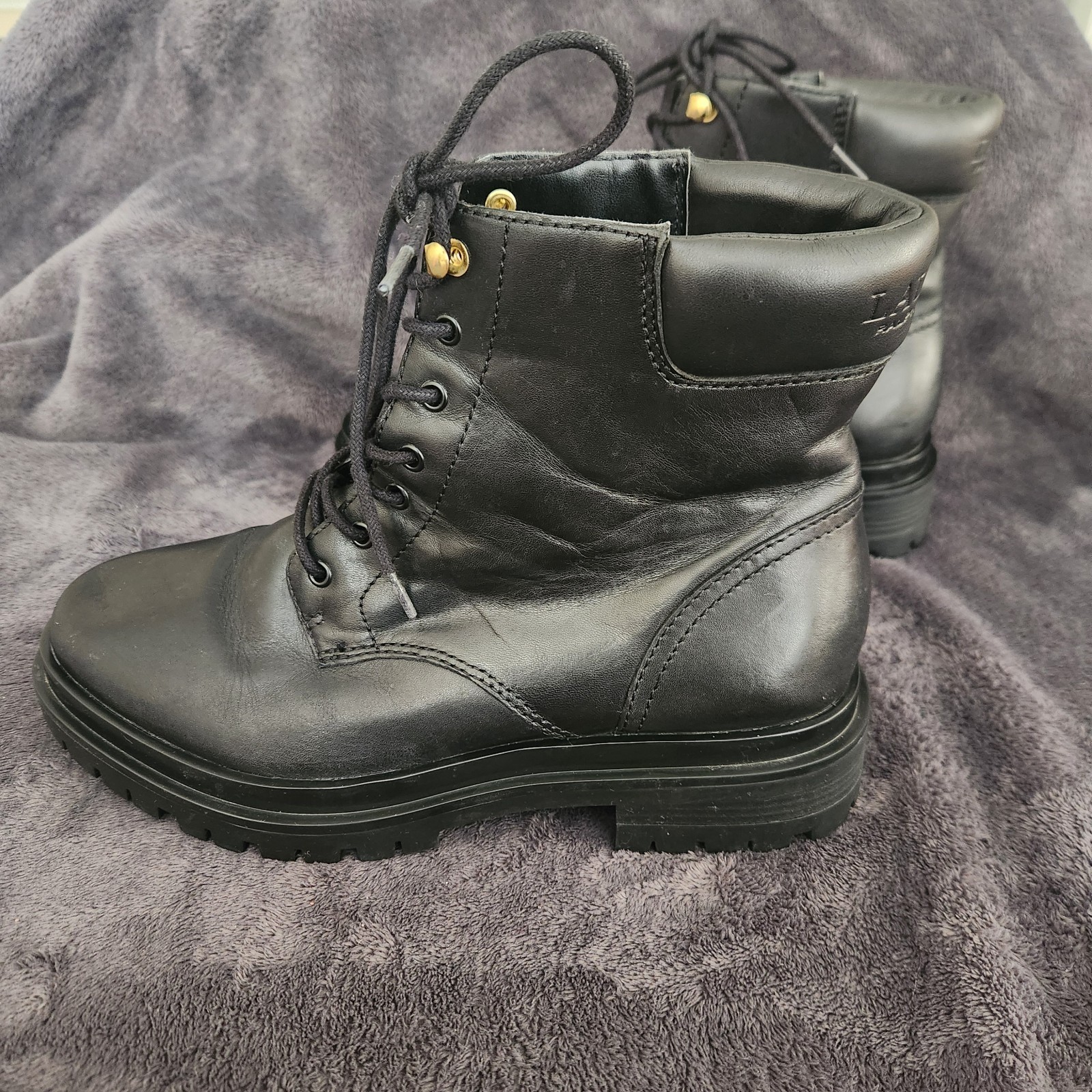 SAOLA Stivaletti donna Lauren Ralph Lauren Carlee suola a strappo colore nero pelle taglia 7