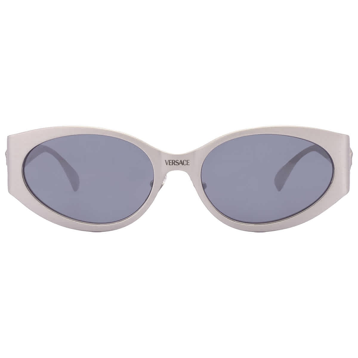 Versace Light Grey Mirrored Black Oval Ladies Sunglasses VE2263 12666G 56 thumbnail 2