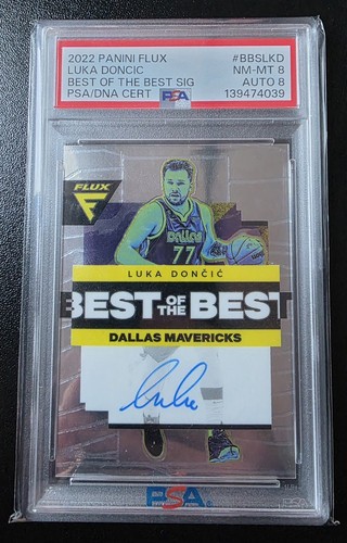 2022 PANINI FLUX LUKA DONCIC BEST OF THE BEST AUTO PSA-DNA 8 - RARE!!!! POP 1!!!