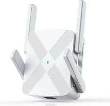 FjUoLzgK WiFi Extender Signal Booster 1200Mbps Dual Band 2.4G 5G White