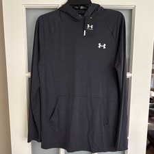 Under Armour Men  s Gray Pullover Hoodie, Loose Fit, Pockets, Logo, Size M