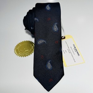 Nueva con 🏷️ Corbata de seda Thom Browne azul jacquard con cachemira roja y blanca 56,5x2,25 