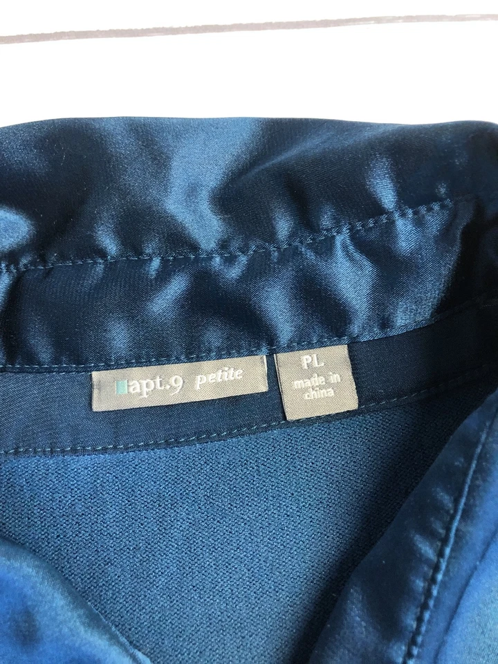 Apt.9 毛衣女式大号缎面领袖口套衫小号长袖上衣 — 第 4/4 张图片