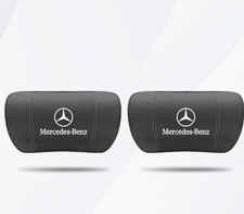 2 St&uuml;ck Schwarz Farbe Echtleder Autositz Nackenkissen Auto Kopfst&uuml;tze F&uuml;r Benz