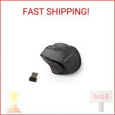 Amazon Basics Portable Wireless Computer Mouse, Ergonomic, 2.4 GHz Optical, DPI