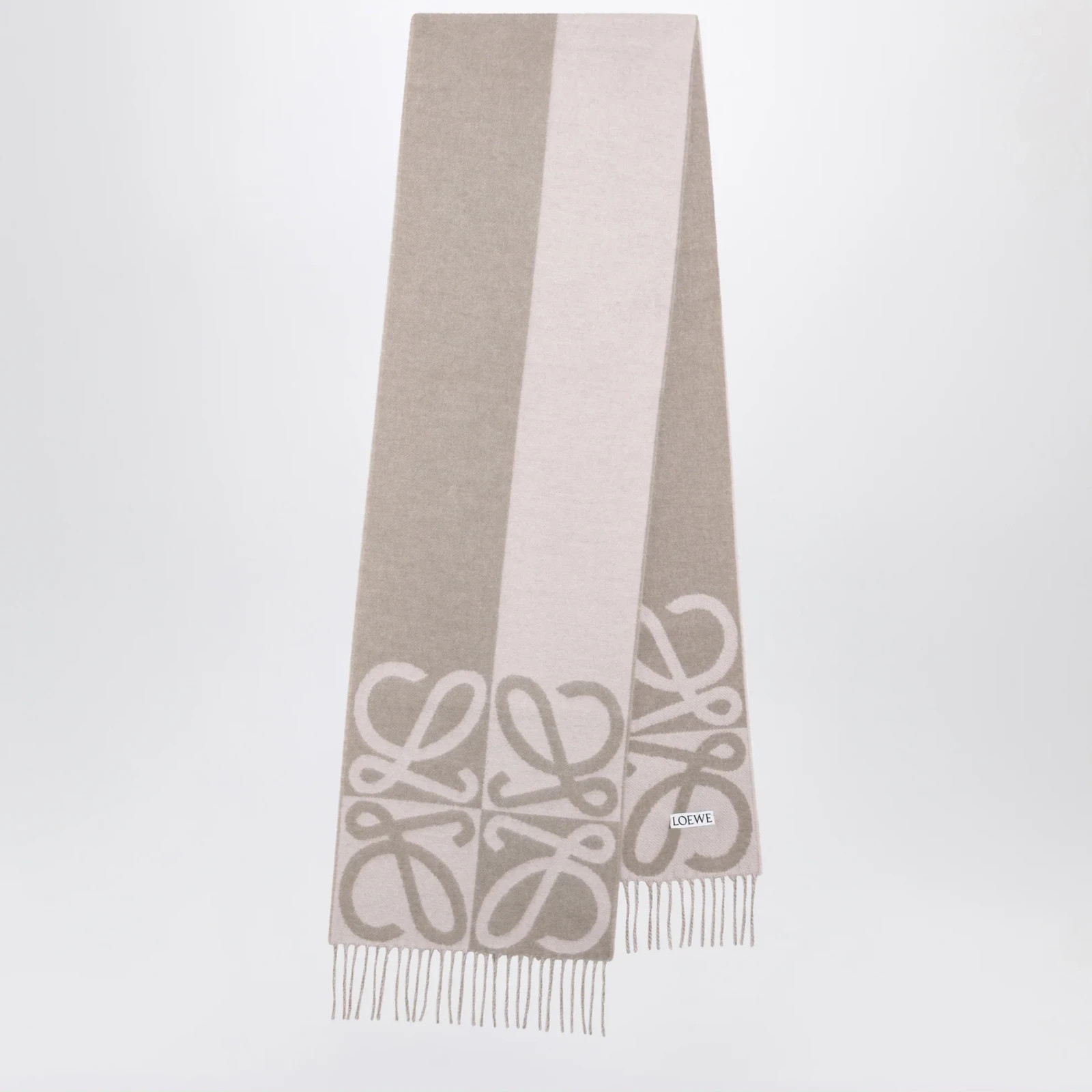 Loewe Beige Anagram Scarf Wool Cashmere New