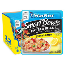 Smart Bowls Zesty Lemon Tuna, 4.5Oz Pouch, 12-Pack | Features Pasta and Beans, W