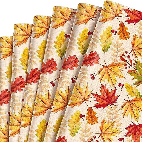 Sheet, 6 Sheets Maple Leaves Wrapping Paper Flat Thanksgiving Wrapping Paper - Picture 2 of 8