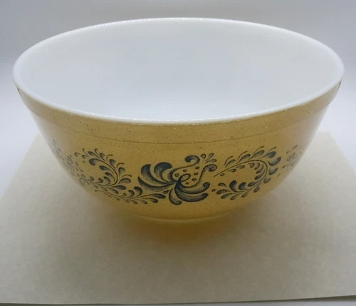 VG Vintage PYREX #403 HOMESTEAD BLUE & TAN SPECKLED MIXING BOWL 2 1/2 QT NESTING