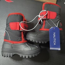 Nautica NS-83 Albermaple 2 Snow Boots Toddler Boy Sz-5 Black/Red Straps NWT