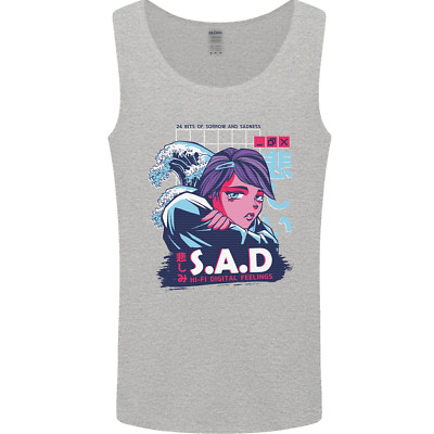 Musik Vaporwave Anime Mädchen Emo SAD Herren Weste Tanktop