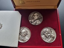 REPUBLIC OF SAN MARINO TRIPTYCH SILVER MEDALS XX° DEATH ARTURO TOSCANINI 1977
