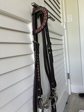 New Sliding One Ear Western Horse Bridle W/ Red Crystals, Curb Bit  Split Reins