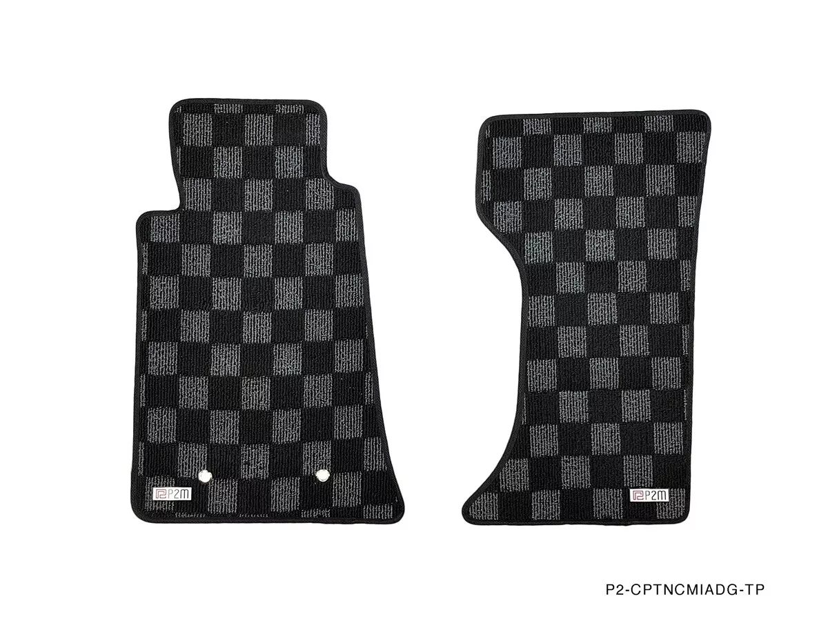 P2M Checkered Flag Race Carpet Floor Mats Set for Mazda Miata NC