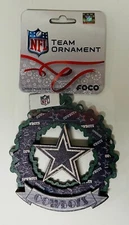 Dallas Cowboys FOCO NFL Wooden Wreath Holiday Team Ornament