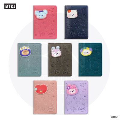 BTS BT21 Official Authentic Goods Leather Patch Card Case VACANCE Ver + Tracking