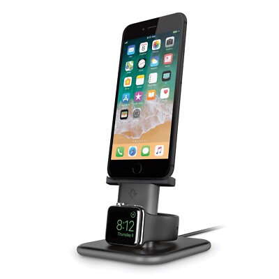 Twelve South HiRise Duet | Dual Charging Stand for iPhone and Apple Watch Black