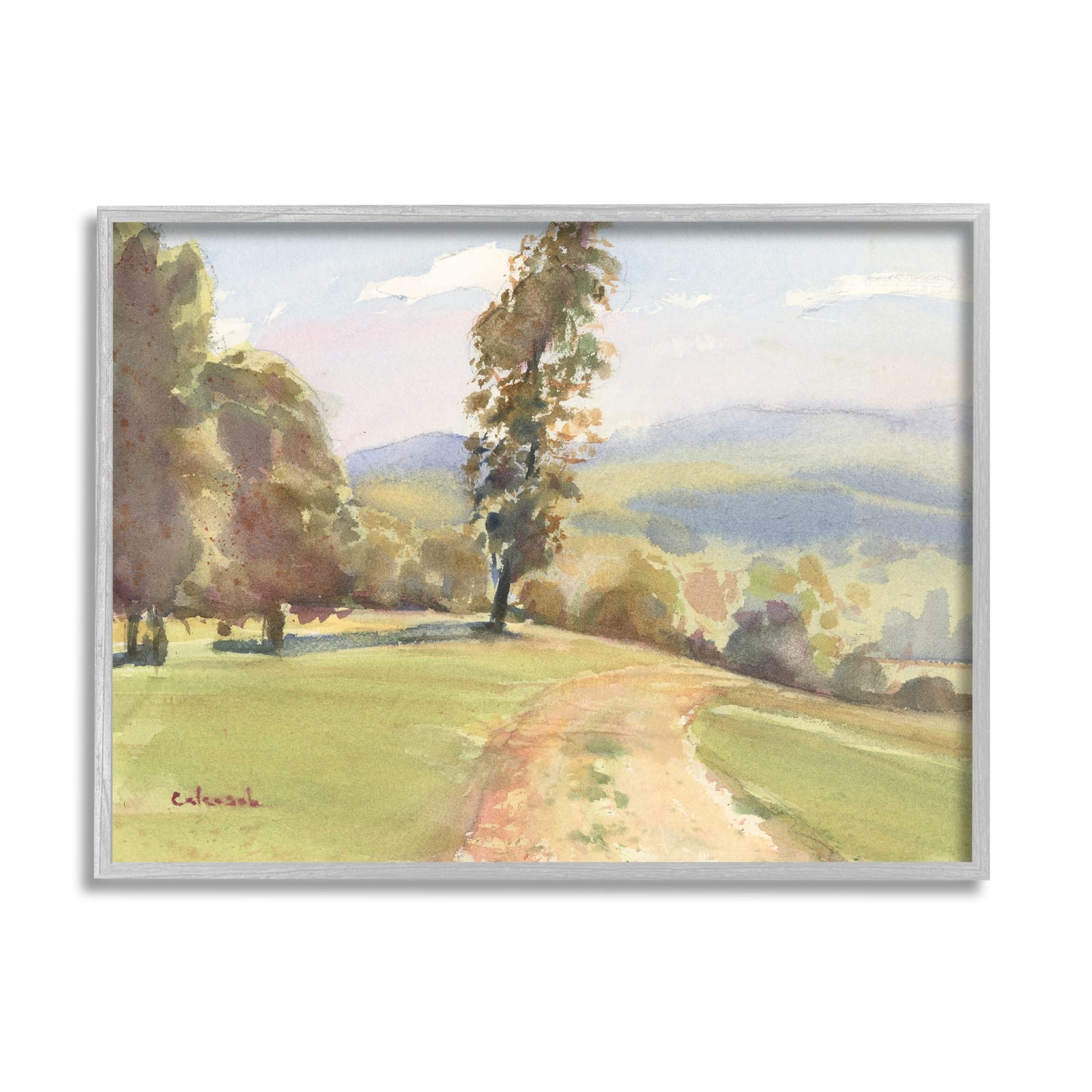 Downhill Rural Country Landscape Impressionist Foliage Art by St