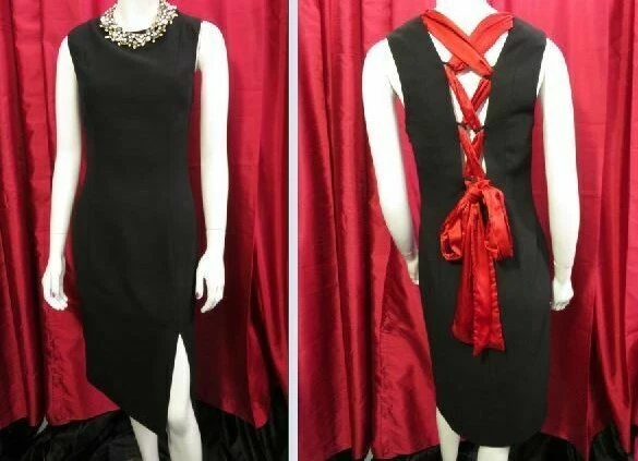 Black dress cheap with red ribbon