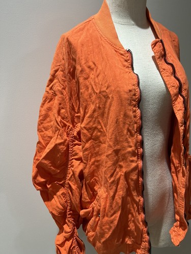 Free People Orange Bomber Jacket - Cinch Details - Small - Women’s - Picture 2 of 7