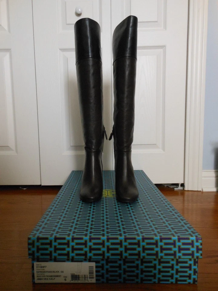 NEW Tory Burch $558 Bowie Over-The-Knee Seamed Panels Leather Boots, Size 6 - Image 3 of 4