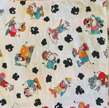 Vintage 80's Kawaii ANTHROPOMORPHIC COWS Bandana or Fabric Cutter FQ Fun  Funky
