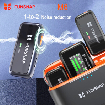 FUNSNAP M6 Wireless Lavalier Microphone 2.4Ghz 200 meter Transmit Low Noise Mic 