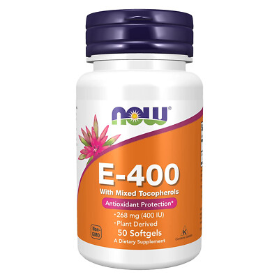 NOW FOODS Vitamin E-400 With Mixed Tocopherols 50 Softgels