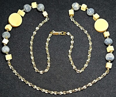VINTAGE STUNNING SILVER TONE MULTI COLOR CERAMIC NECKLACE~SIGNED: MIRIAM HASKELL
