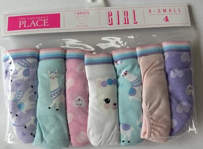 The Children s Place Girl Size (4) X-small Briefs 7 Pair Pack Llamas. NWT.