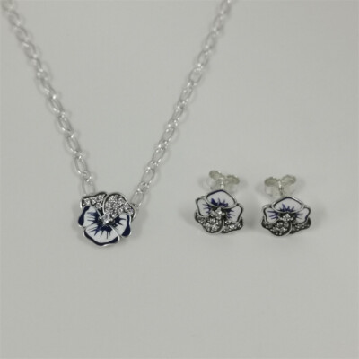 Blaues Stiefmütterchen Schmuckset #47cm Pandora