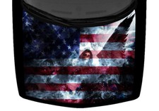Winged Grim Reaper Smokey Cloudy Truck Hood Wrap Vinyl Car Graphic US Flag Decal