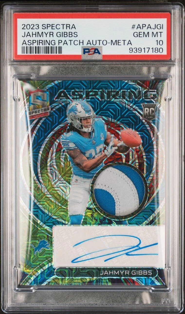 Jahmyr Gibbs Panini Spectra Aspiring Patch Autographs #APAJGI Meta