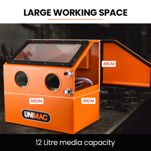 UNIMAC 110L Benchtop Sandblasting Cabinet Portable Grit Blaster Abrasive Gun - Picture 3 of 11