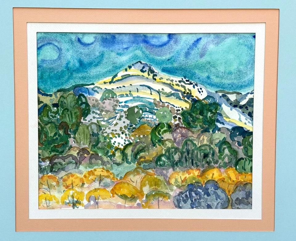 LOTE 2 ACUARELA FAUVISTA DE LOS ALPES FRANCESES PINTURA FIRMADA OTOÑO PAISAJE ARTE FRANCIA Foto 3 de 4