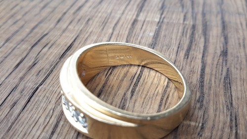 MEN'S 14 KARAT YELLOW GOLD RING SIZE 8.5, DIAMOND .50ctw - Picture 6 of 7