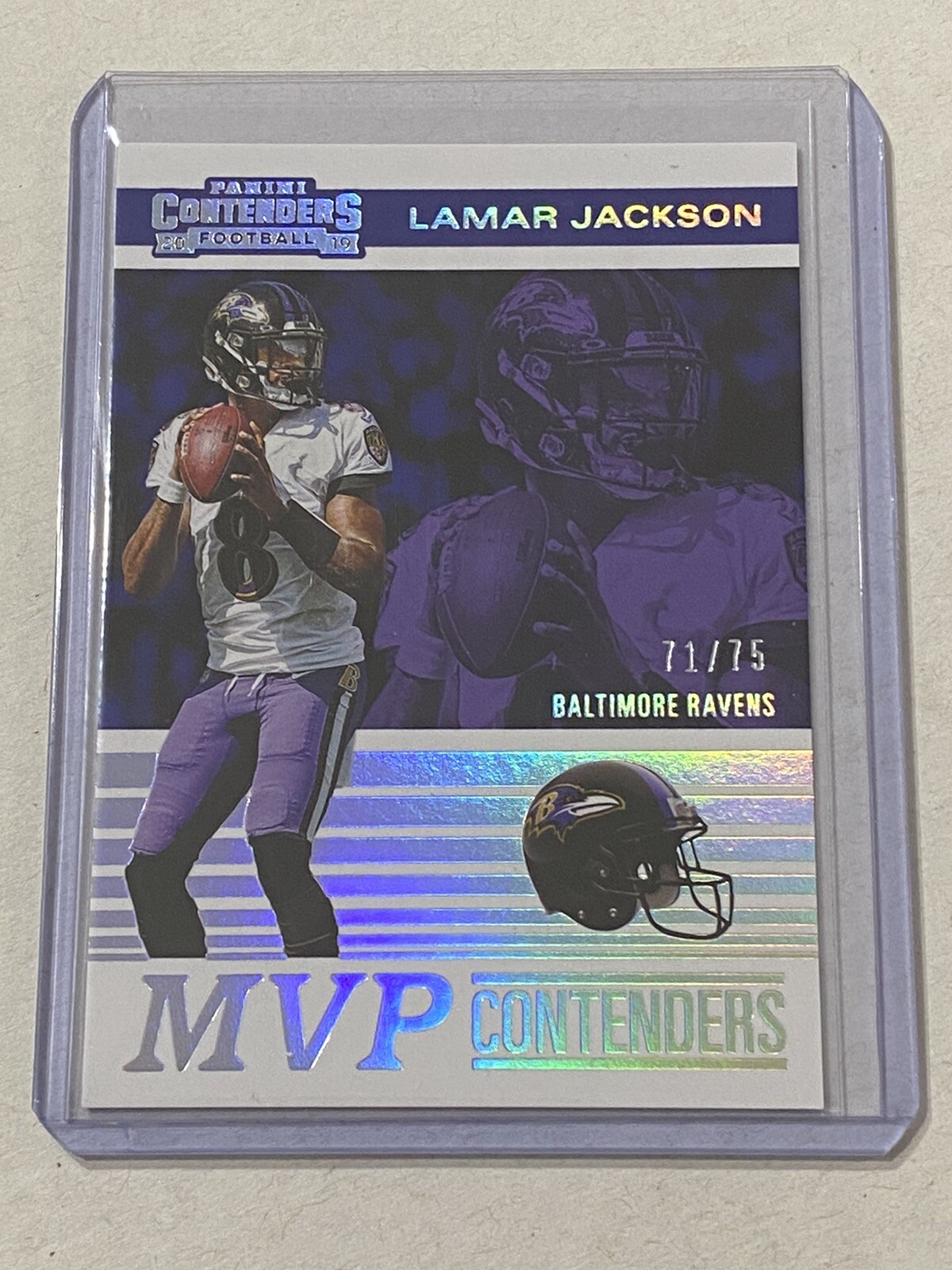 Lamar Jackson #MVP-LJ Football Cards 2019 Panini Contenders MVP Contenders trading card — raw and PSA graded price guide