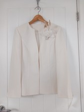 Berkertex Ivory Blazer Jacket - Size 10 With Removable Feathers Corsage Brooch