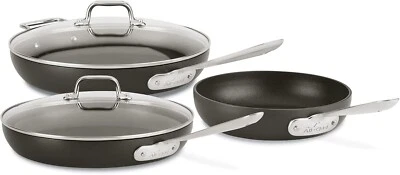 All-Clad HA1 Hard Anodized Non Stick 6pc, Fry Pan Set, 8, 10 &12 Inch With Lids