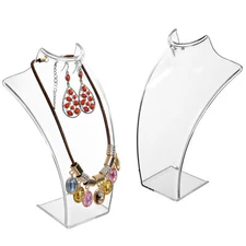 Acrylic Necklace & Earring Jewelry Bust Display Stand, Jewelry Tower, Set of 2