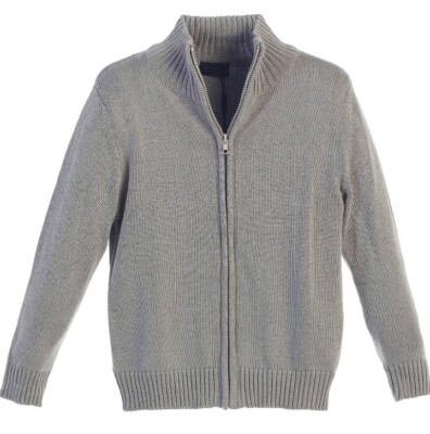 Gioberti Kids Boys Knitted Full Zipper 100% Cotton Cardigan Sweater Gray  Sz 14 - Main Image